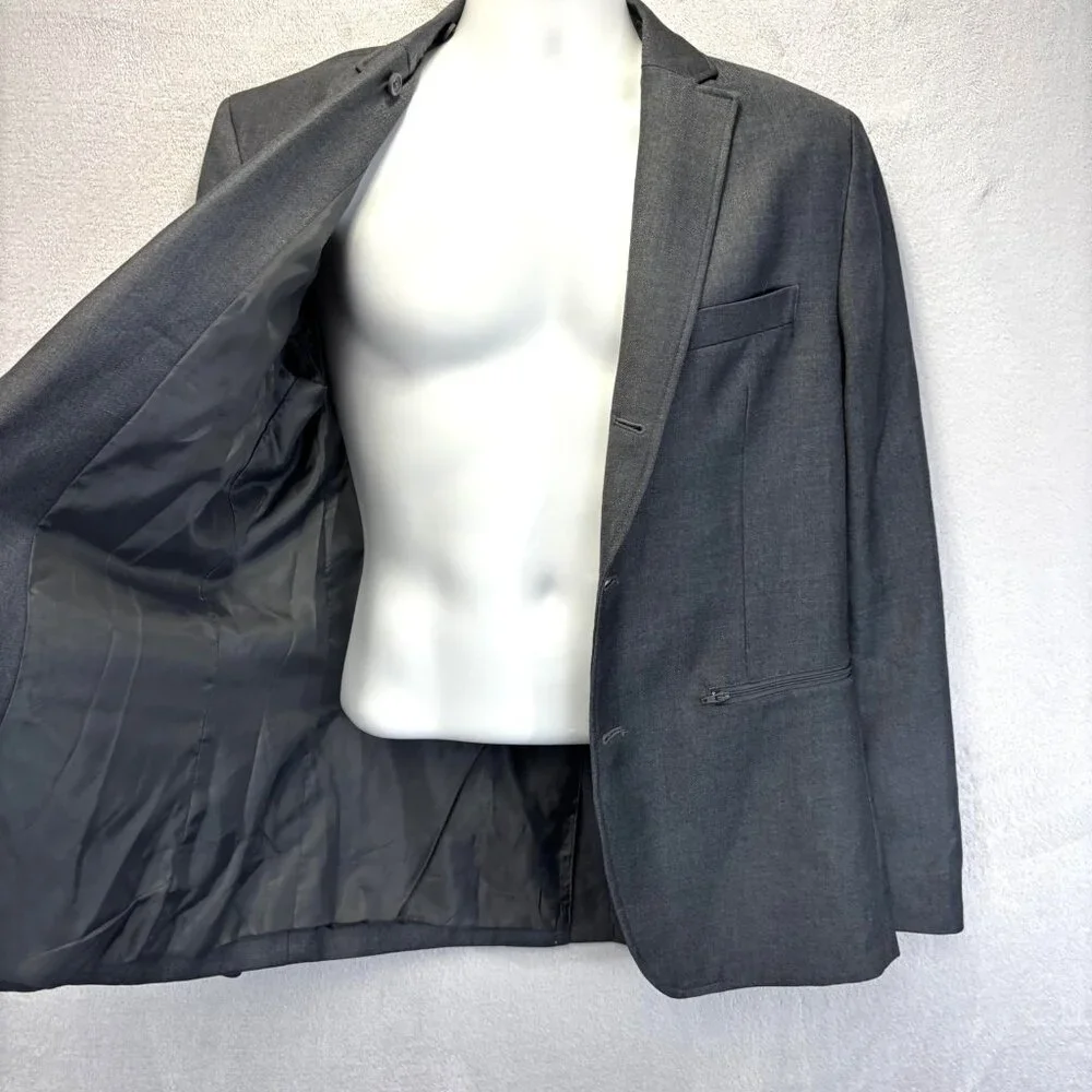 American Rag Cie Blazer Jacket Mens Medium Slim Fit Gray Sport Coat‎ Zip Pockets